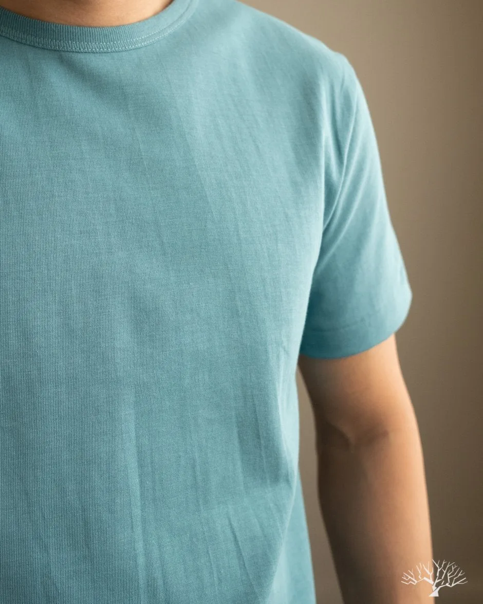 215 2-Thread Organic Cotton Crew Neck Tee - Aqua