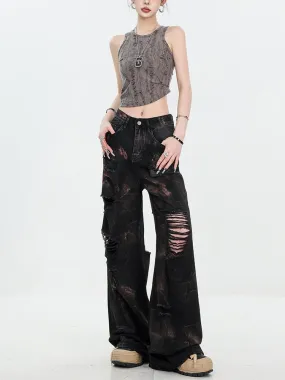 【24s Jun.】Vintage Graffiti Wide Leg Denim Jeans