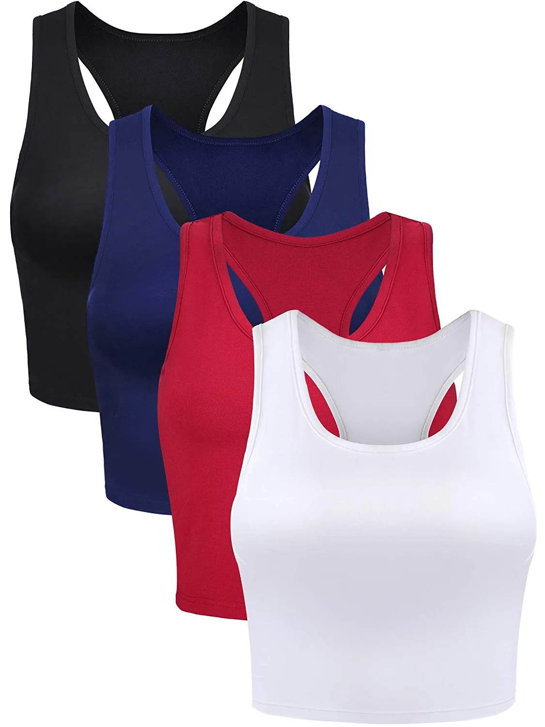 4 Pieces Basic Crop Tank Tops Sleeveless