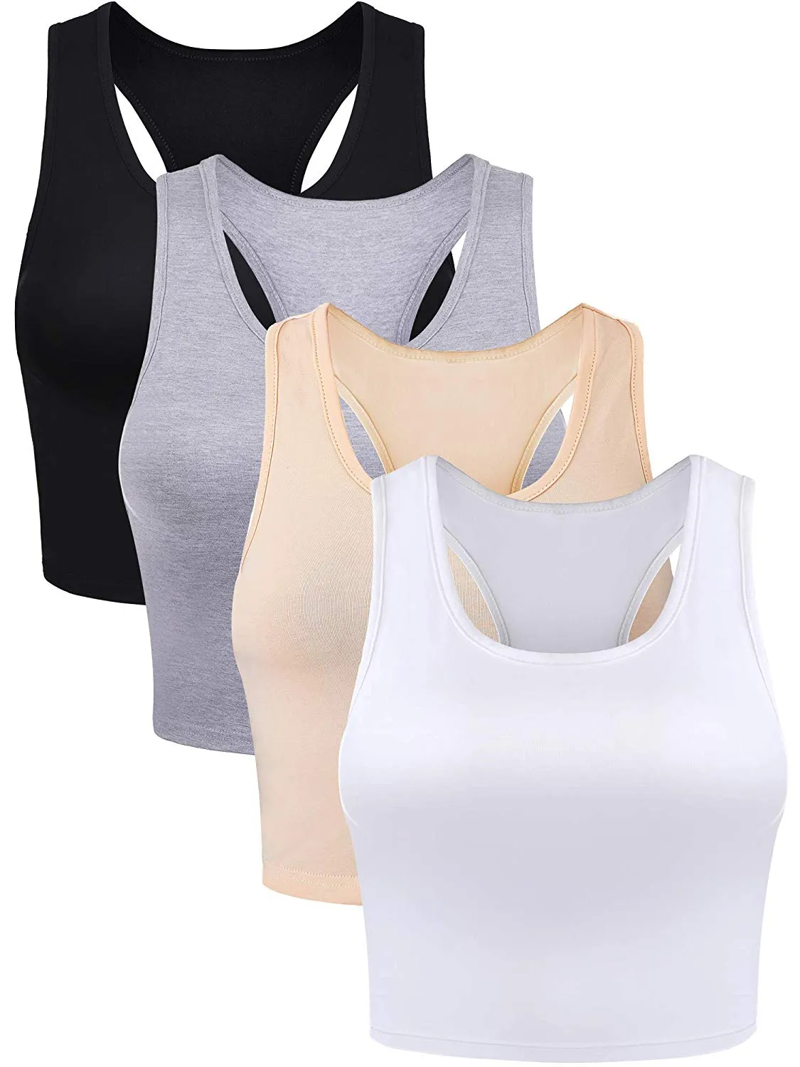 4 Pieces Basic Crop Tank Tops Sleeveless