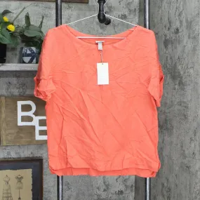 A New Day Women's Short Sleeve Linen Cuff T-Shirt 564575 Coral Pink S