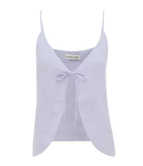 Almendra Linen Tie Top in Lilac