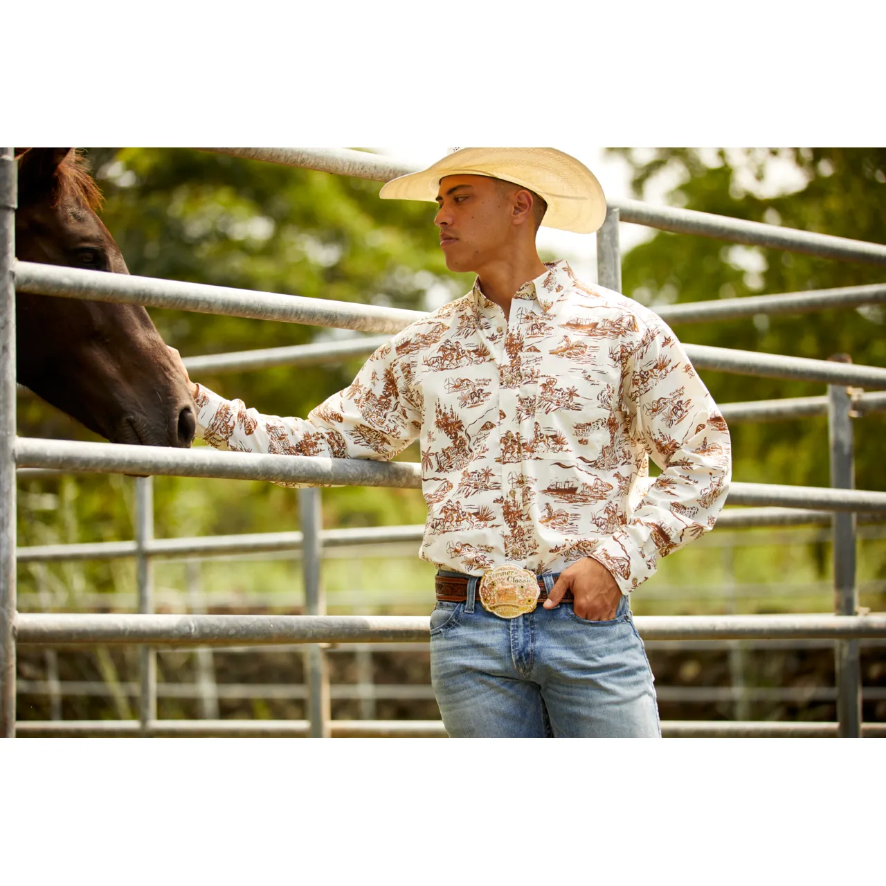 Ariat Men's Paniolo Western Aloha Stretch Wrinkle Free Shirt