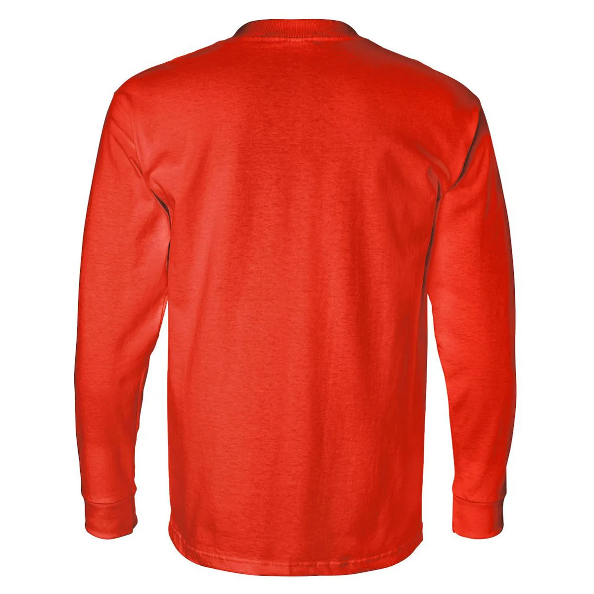 Bayside Men's Bright Orange USA-Made Long Sleeve T-Shirt with Pocket