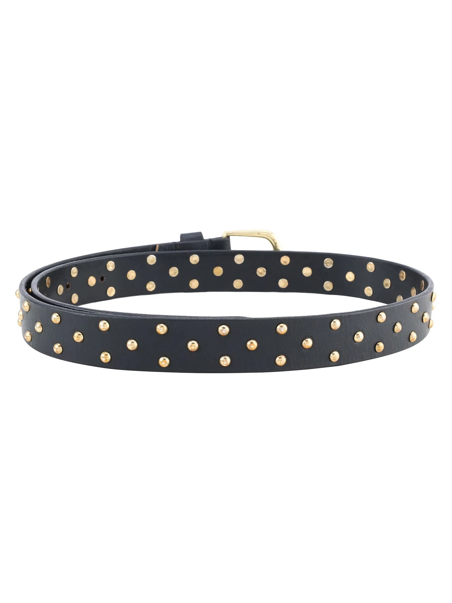 Black Genuine Leather Studded Women's Belt