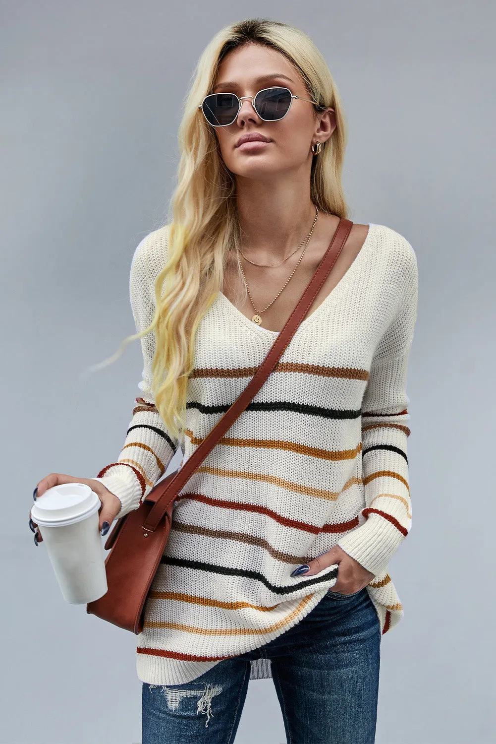 Blue Striped Knit Sweater