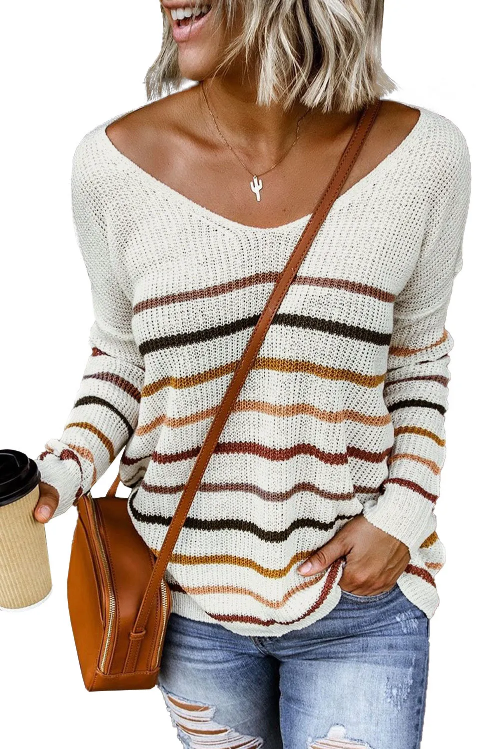 Blue Striped Knit Sweater