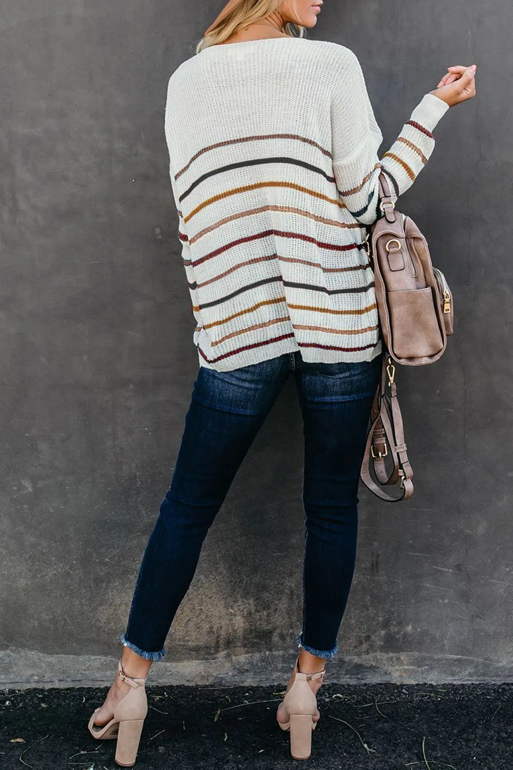 Blue Striped Knit Sweater