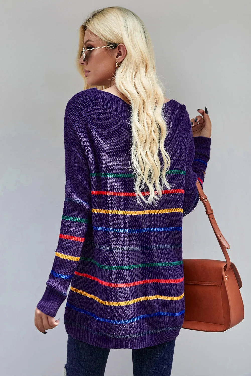 Blue Striped Knit Sweater