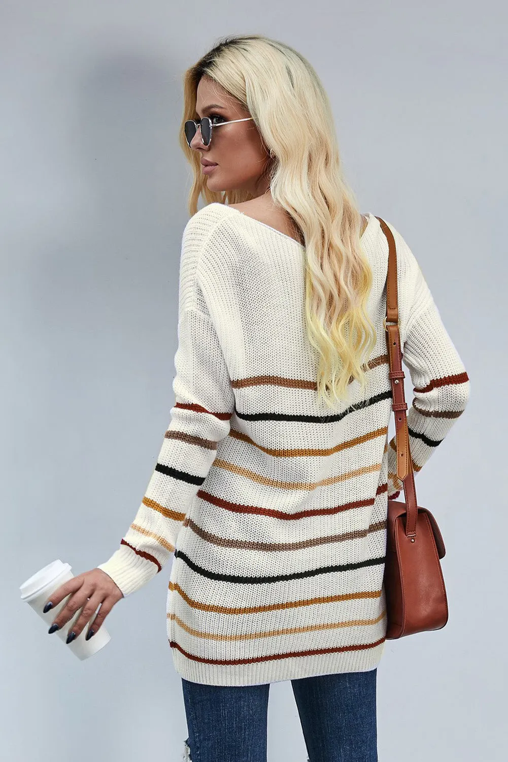 Blue Striped Knit Sweater