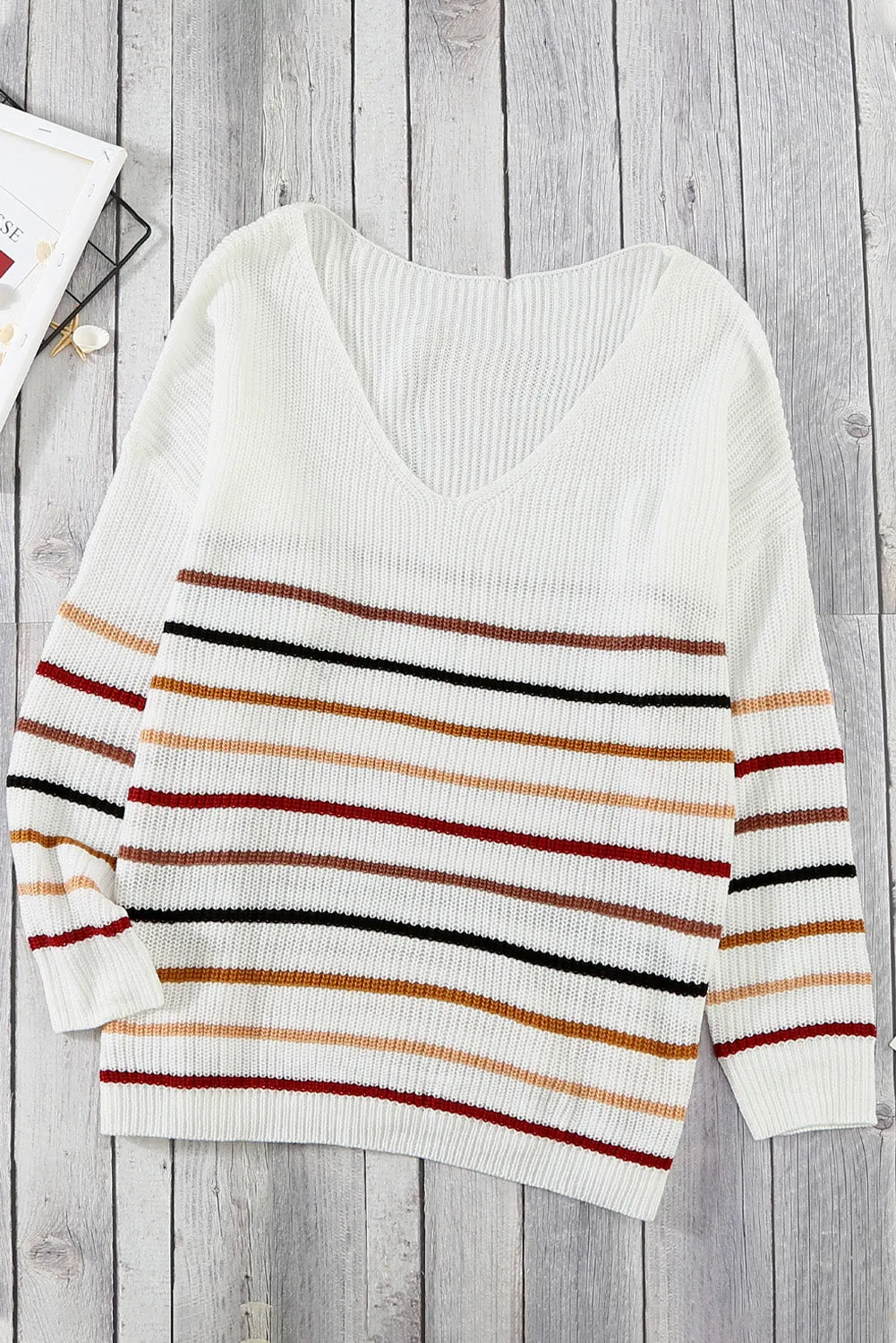 Blue Striped Knit Sweater