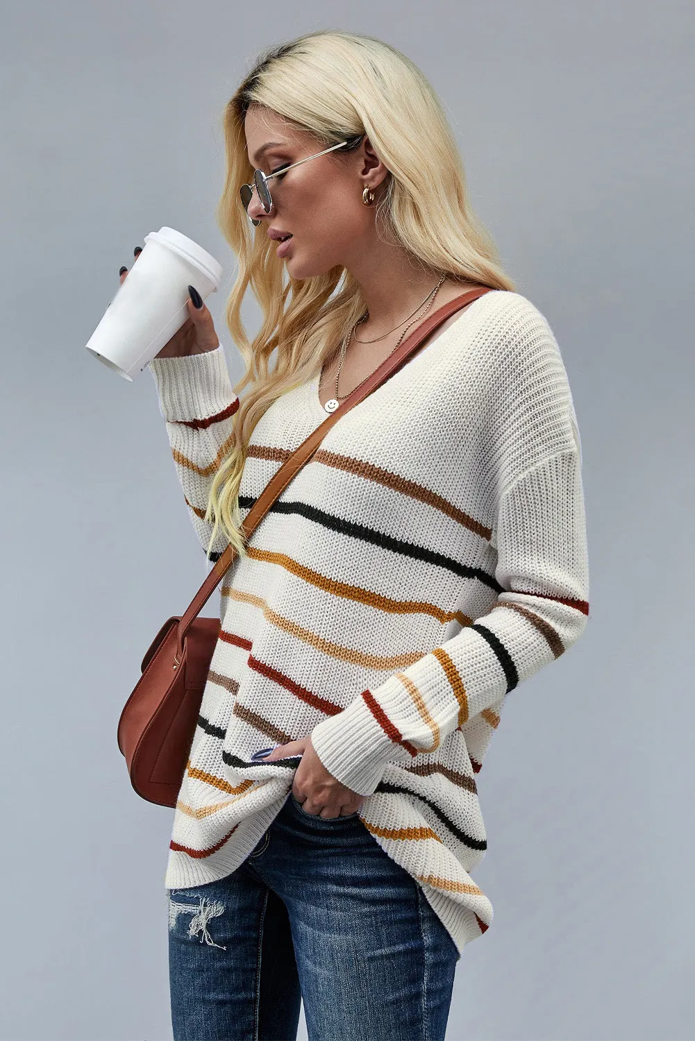 Blue Striped Knit Sweater