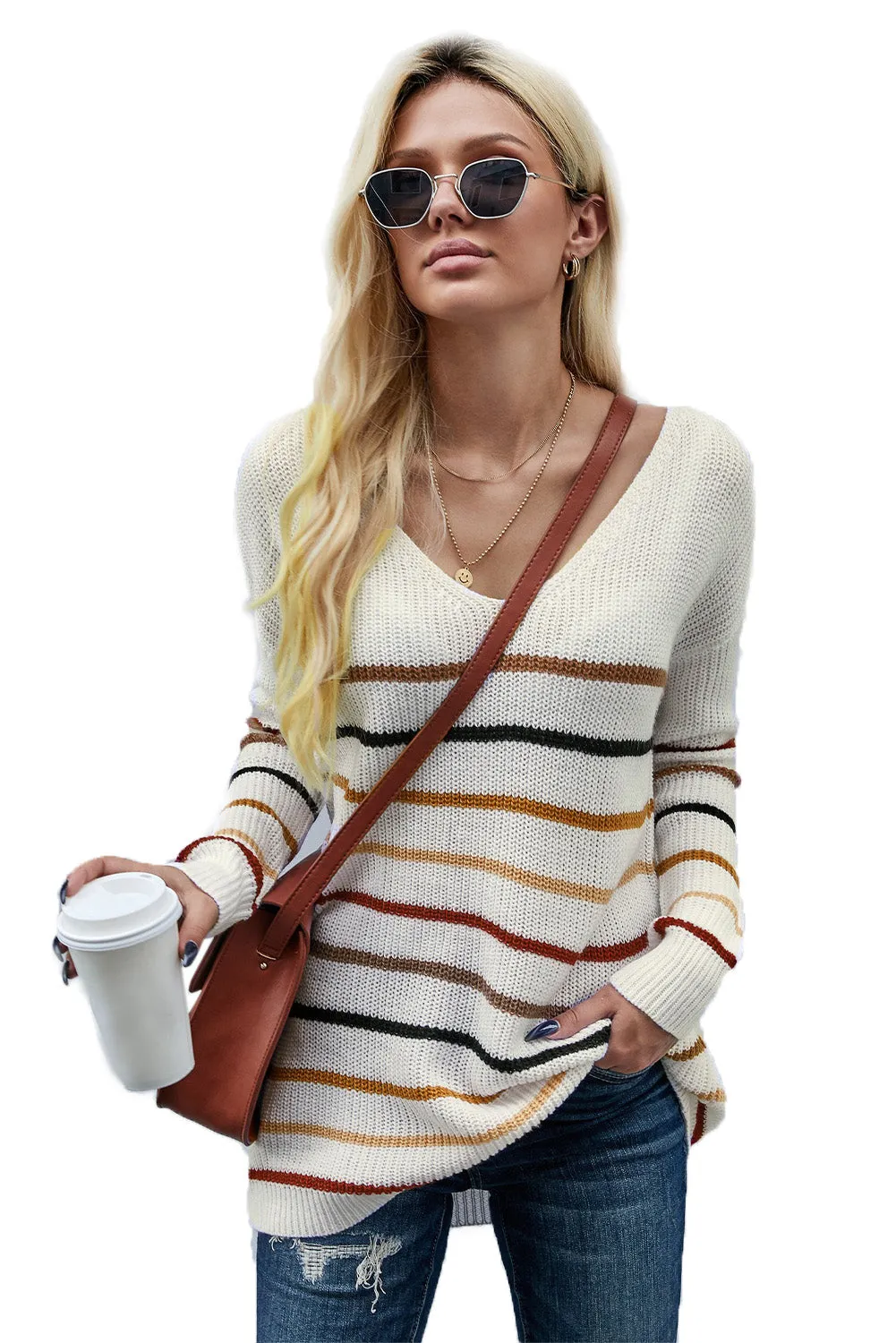 Blue Striped Knit Sweater