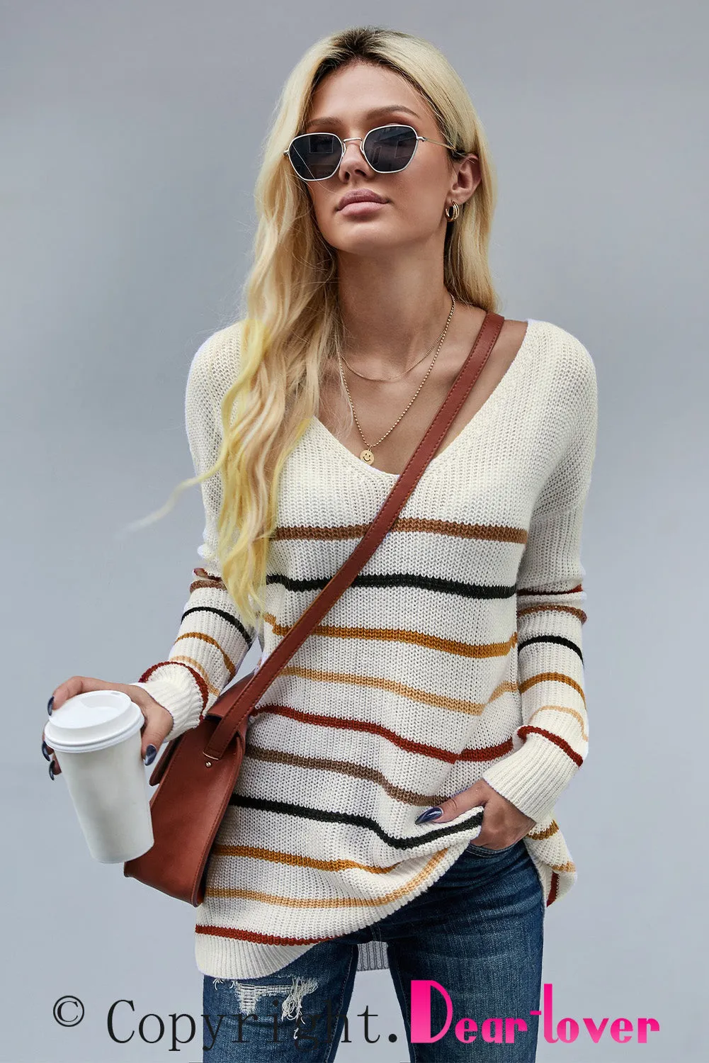 Blue Striped Knit Sweater