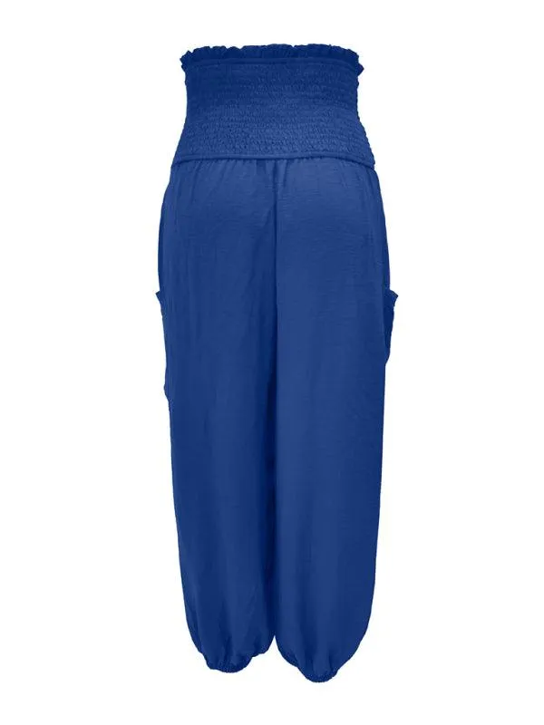 Chic High-Waisted Wide-Leg Trousers with Elastic Waistband for Women