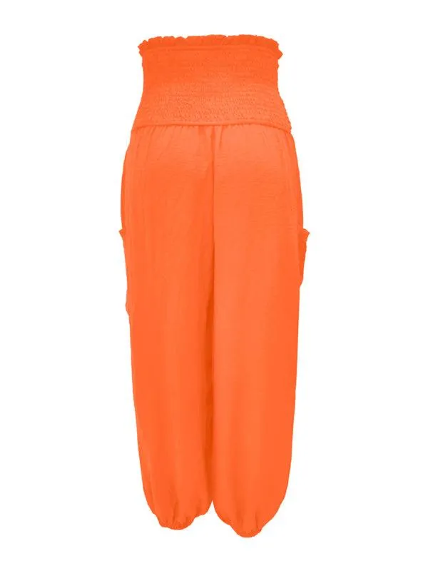 Chic High-Waisted Wide-Leg Trousers with Elastic Waistband for Women