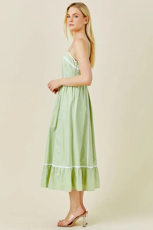 Cont Lined Solid Dress Sage