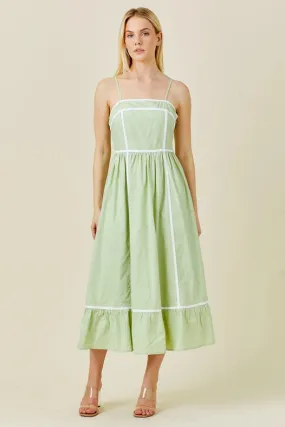 Cont Lined Solid Dress Sage