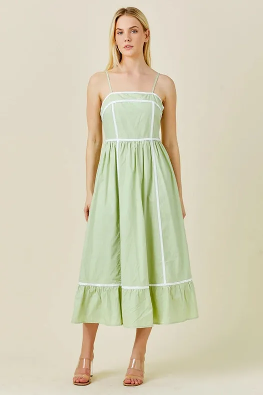 Cont Lined Solid Dress Sage