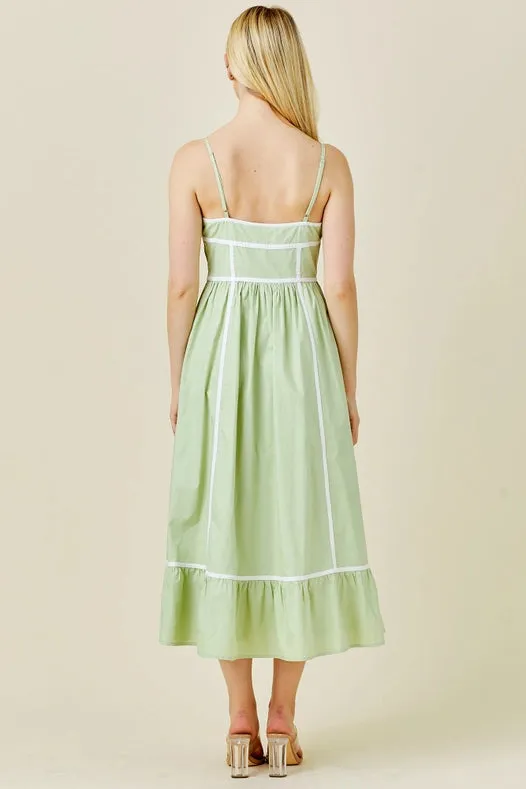 Cont Lined Solid Dress Sage