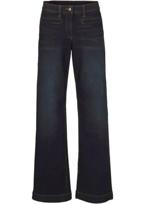 Cotton jeans with a comfortable gauze style belt Bpc Bonprix Collection, blue