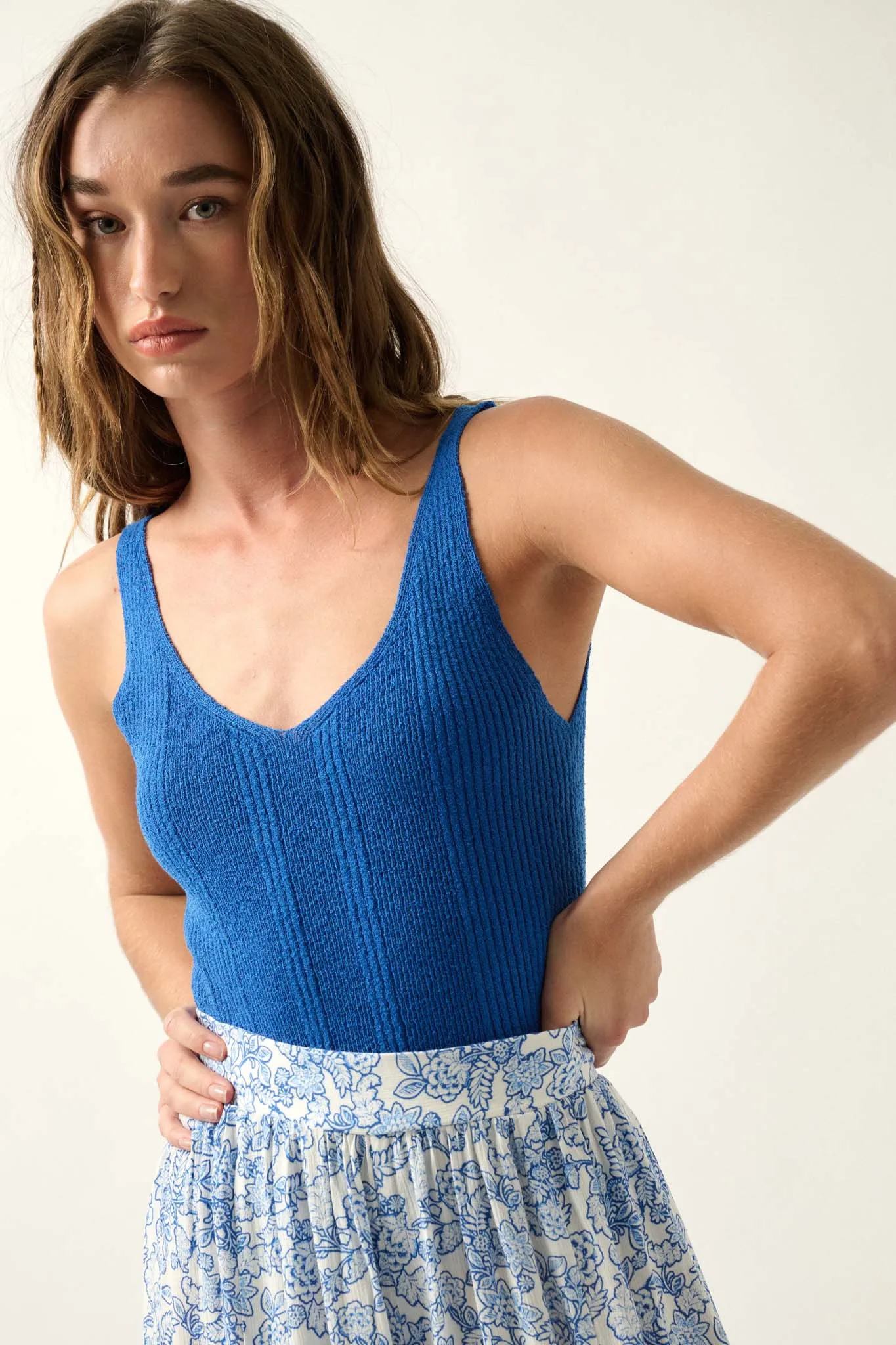 Cruise Control Ribbed Knit Sweater Tank Top