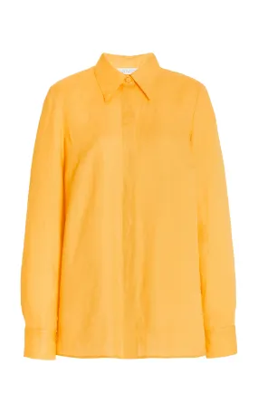 Cruz Shirt in Fluorescent Orange Aloe Linen