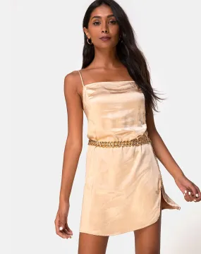 Datista Dress in Satin Gold