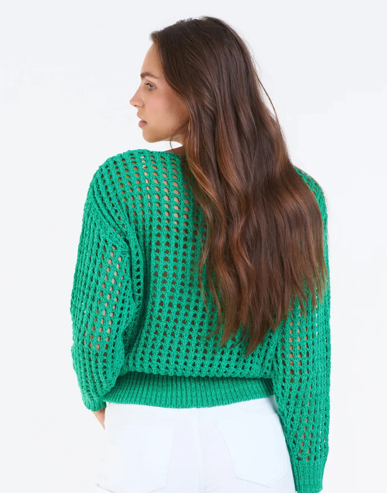 DJ Wanda Open Knit Sweater-Green