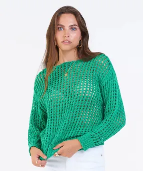 DJ Wanda Open Knit Sweater-Green