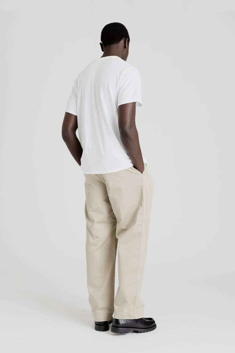 Double Pleat Wide Chino Pants - Khaki