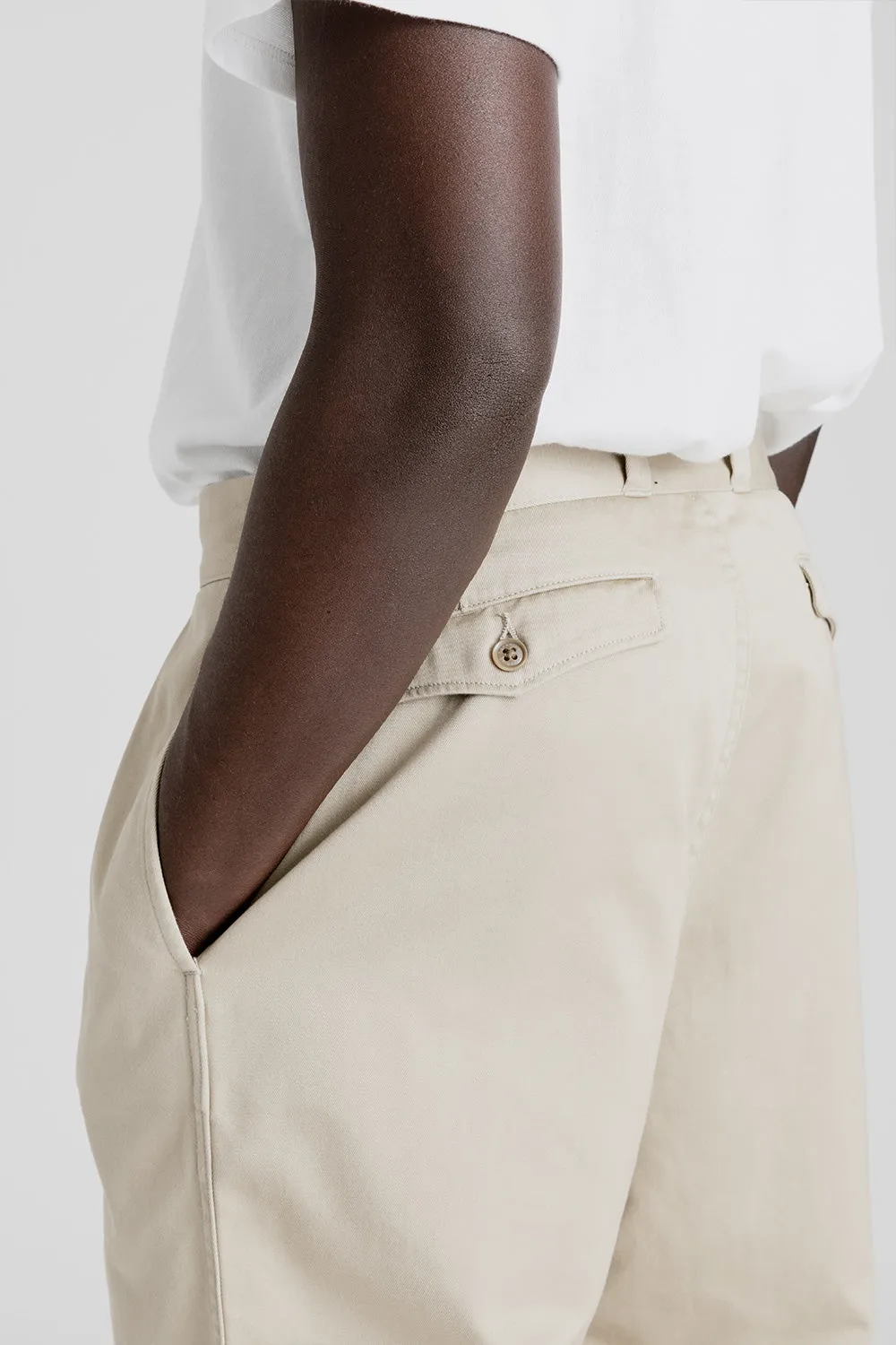 Double Pleat Wide Chino Pants - Khaki