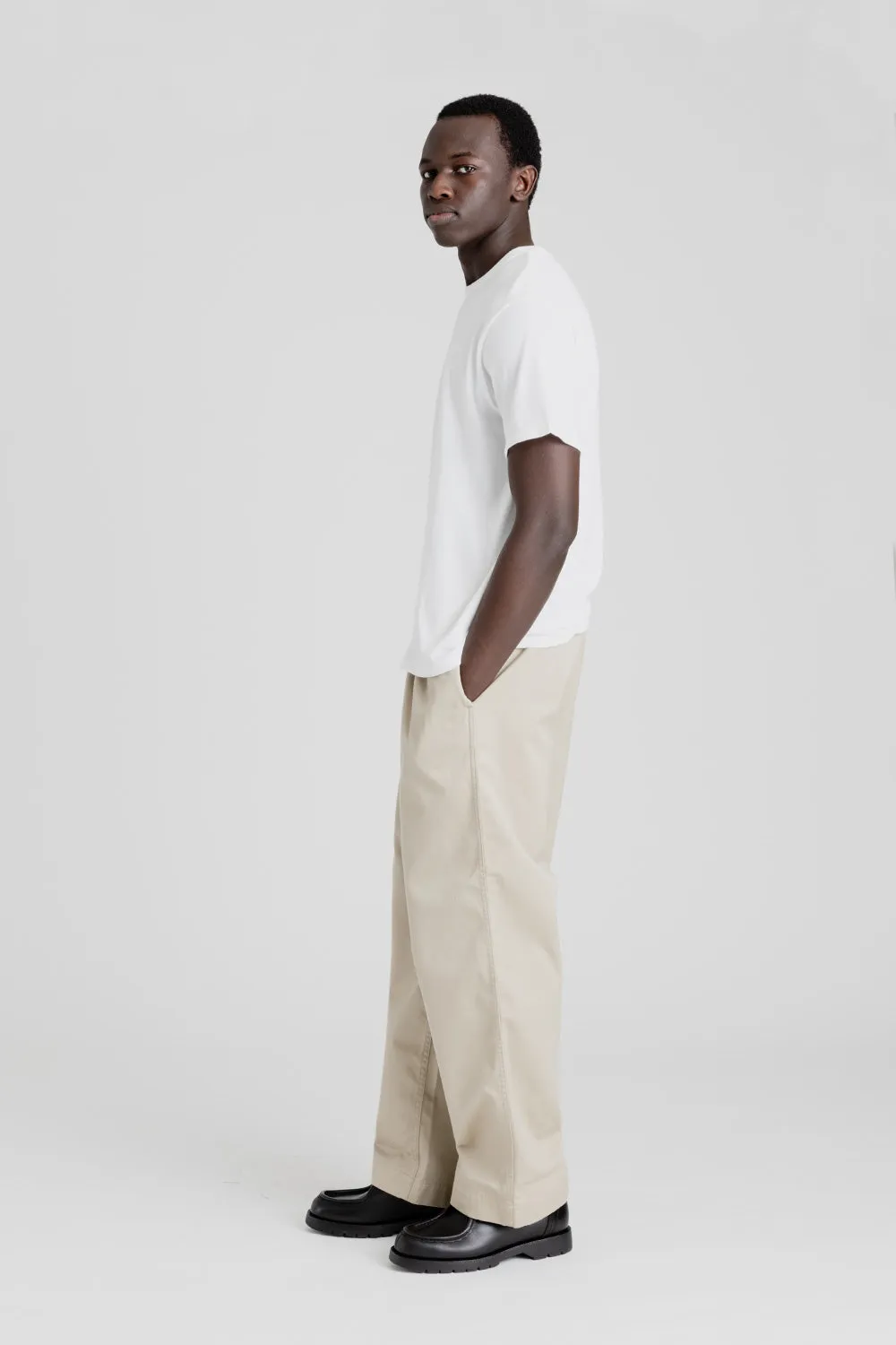 Double Pleat Wide Chino Pants - Khaki