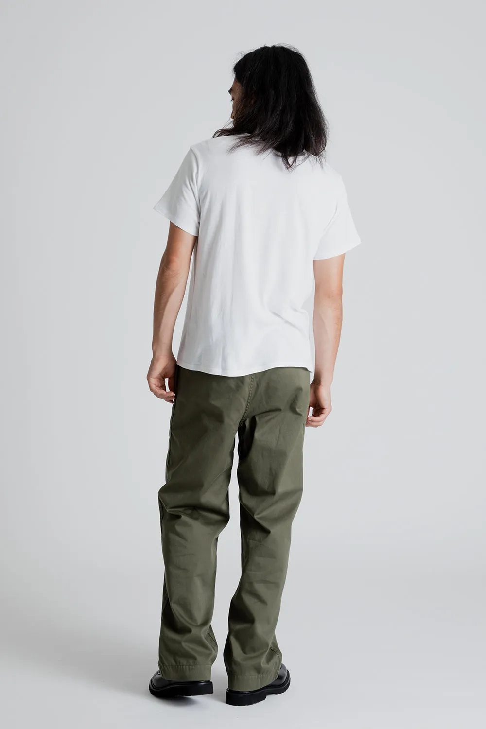 Double Pleat Wide Chino Pants - Moss Green