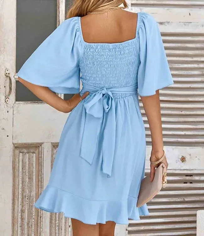 Elegant and Versatile: Women's Short Sleeve Wrap V-Neck Mini Dresses