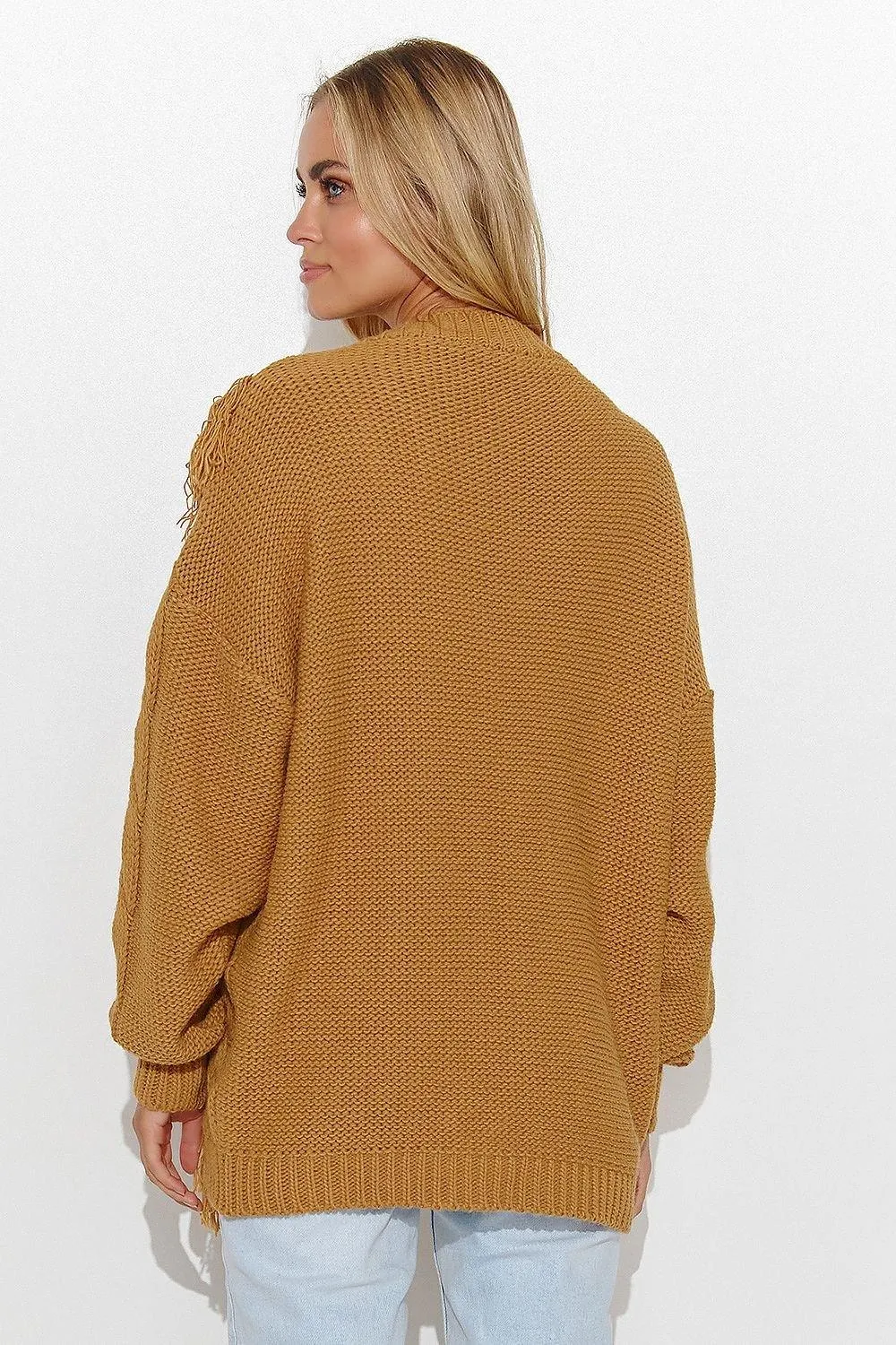 Elegant Gold-Trimmed Tartan Pullover