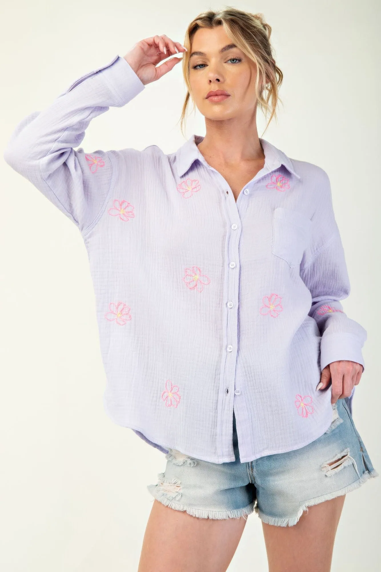 Embo Detailed Cotton Gauze Shirt