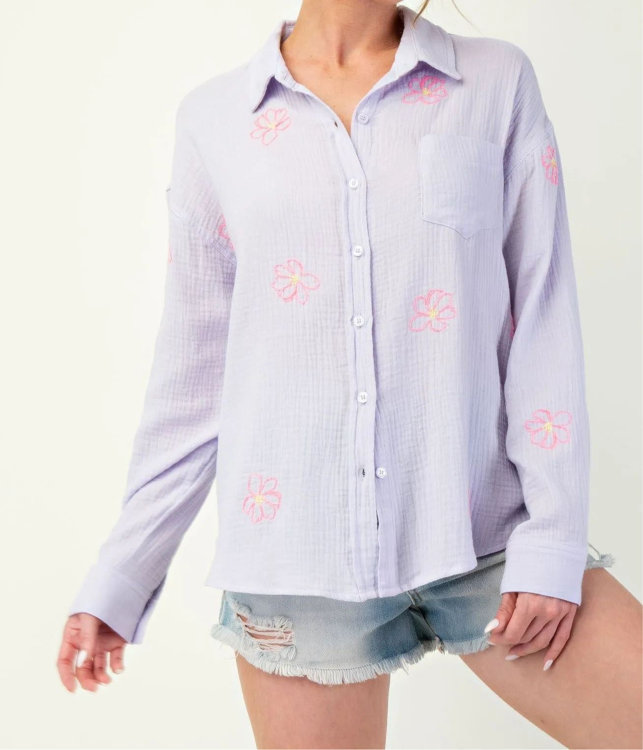 Embo Detailed Cotton Gauze Shirt