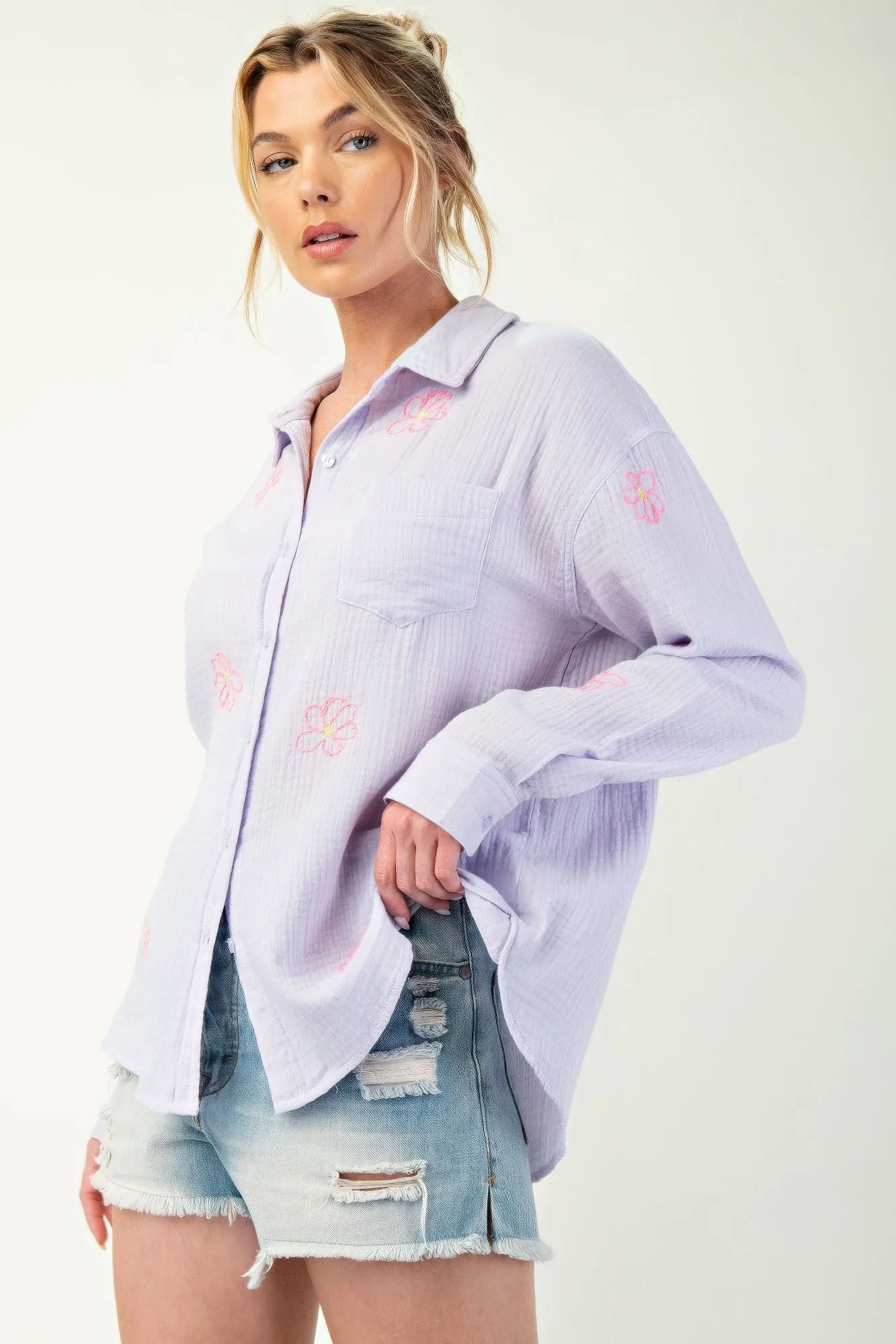 Embo Detailed Cotton Gauze Shirt