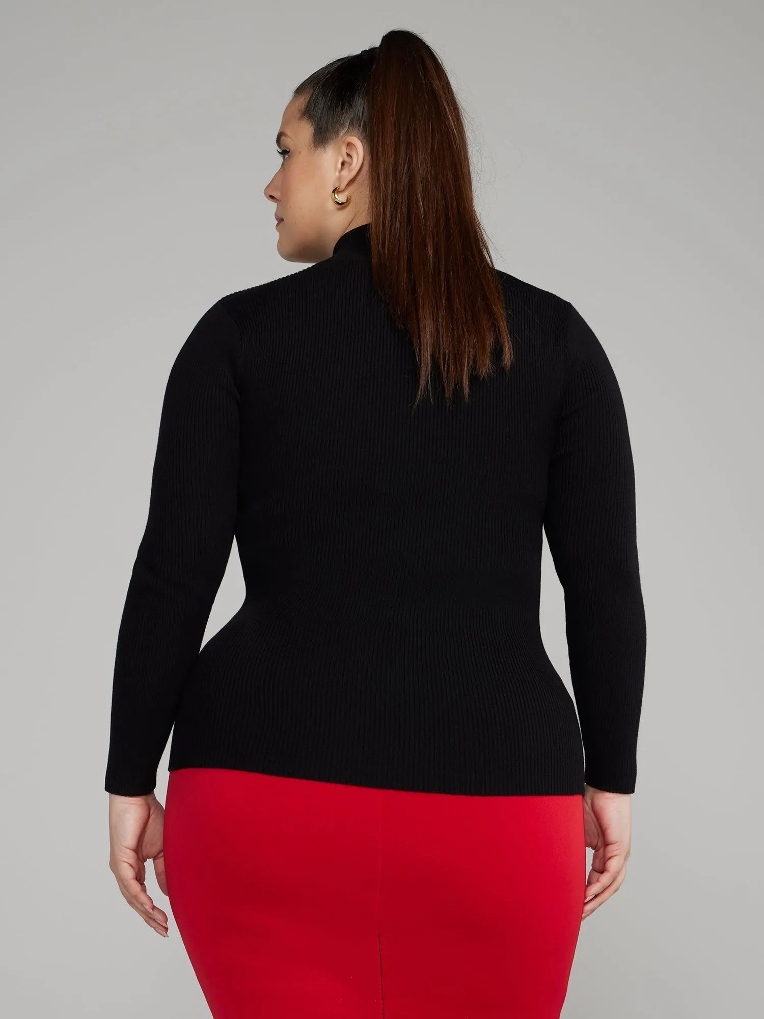 Fashion To Figure - Mockneck Button Detail Sweater