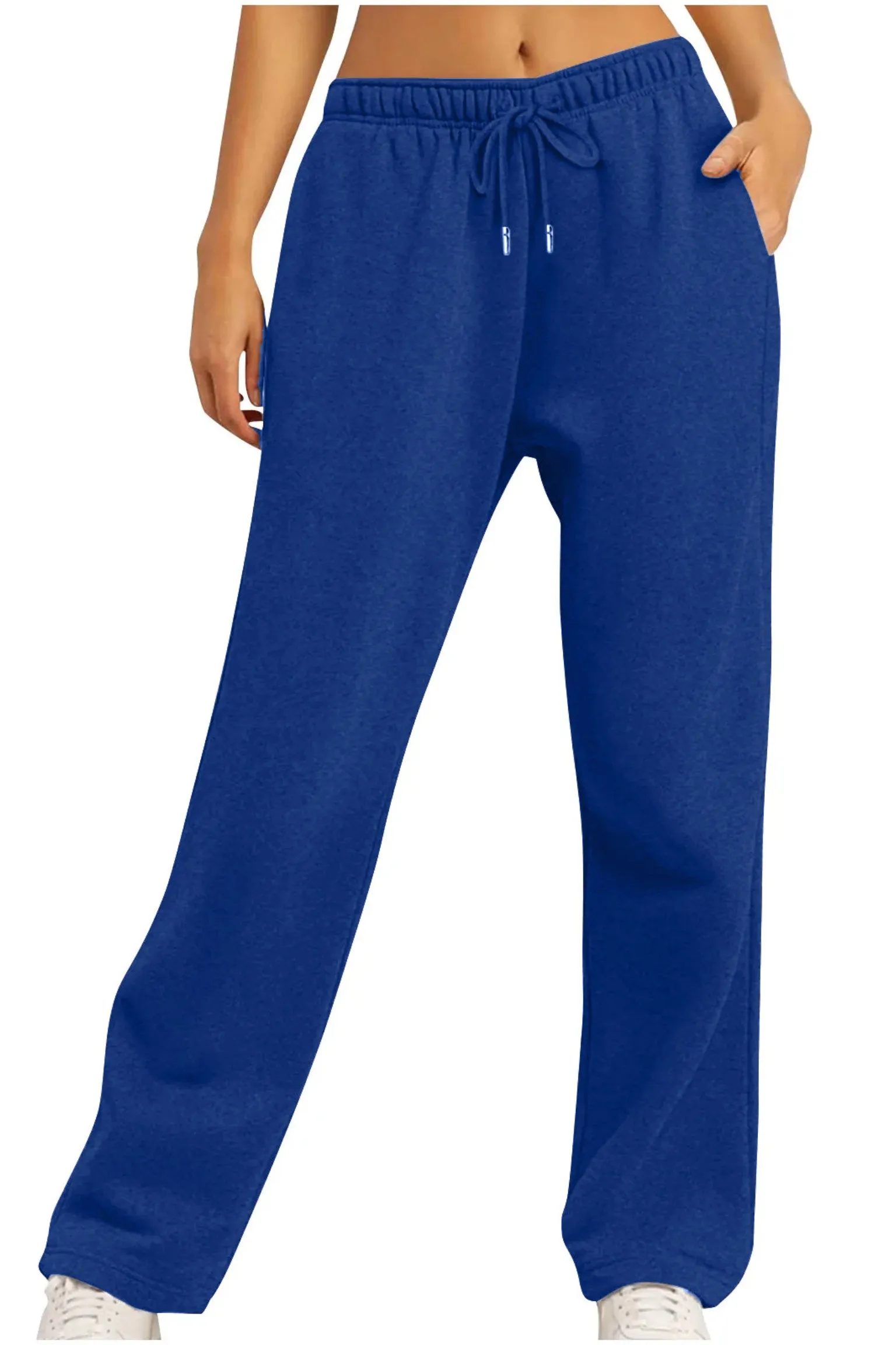 Fleece Sweatpants with zipper Pockets royal blue