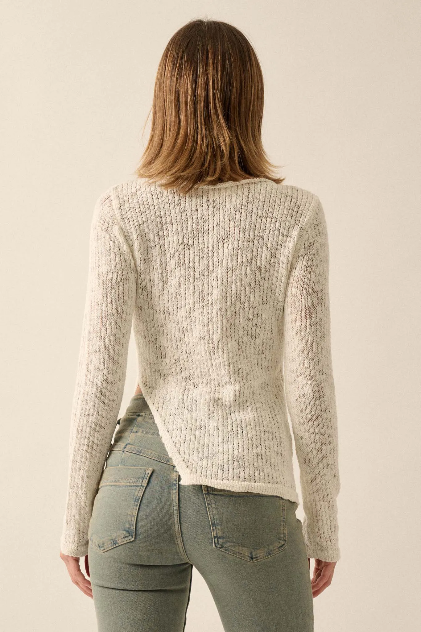 Full Tilt Asymmetrical Ribbed Knit Sweater