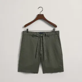 GANT Relaxed Fit Linen Drawstring Shorts Green Ash