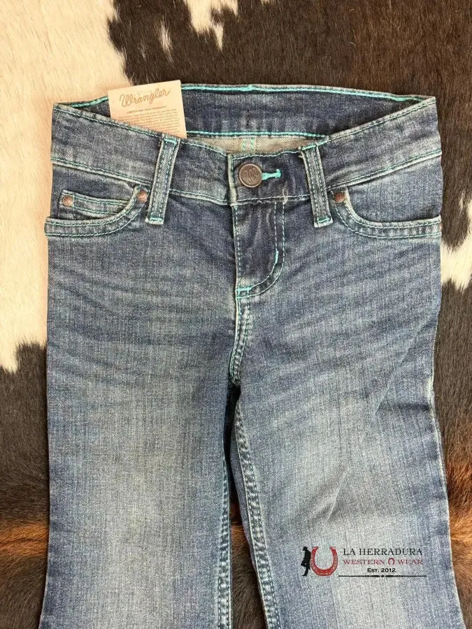 GIRLS WRANGLER REGULAR FLARE BLUE STITCHED