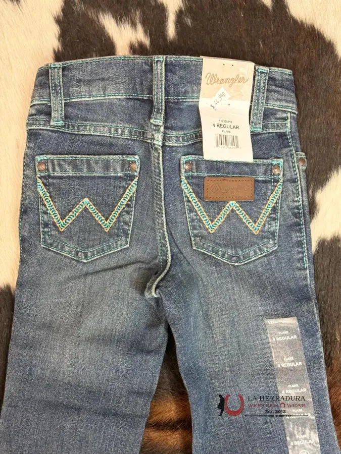 GIRLS WRANGLER REGULAR FLARE BLUE STITCHED