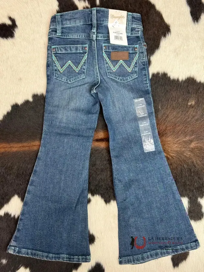 GIRLS WRANGLER REGULAR FLARE BLUE STITCHED