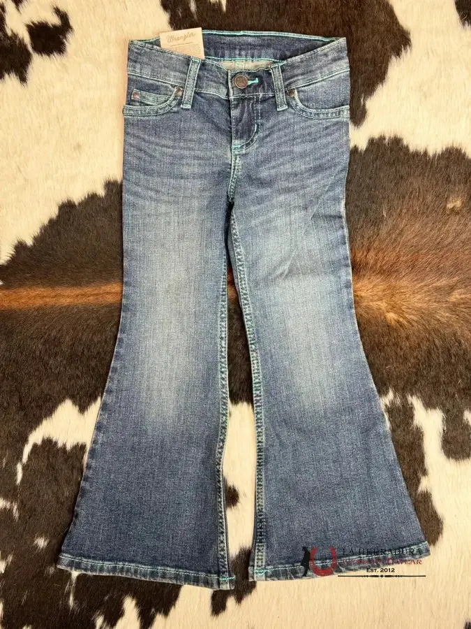 GIRLS WRANGLER REGULAR FLARE BLUE STITCHED