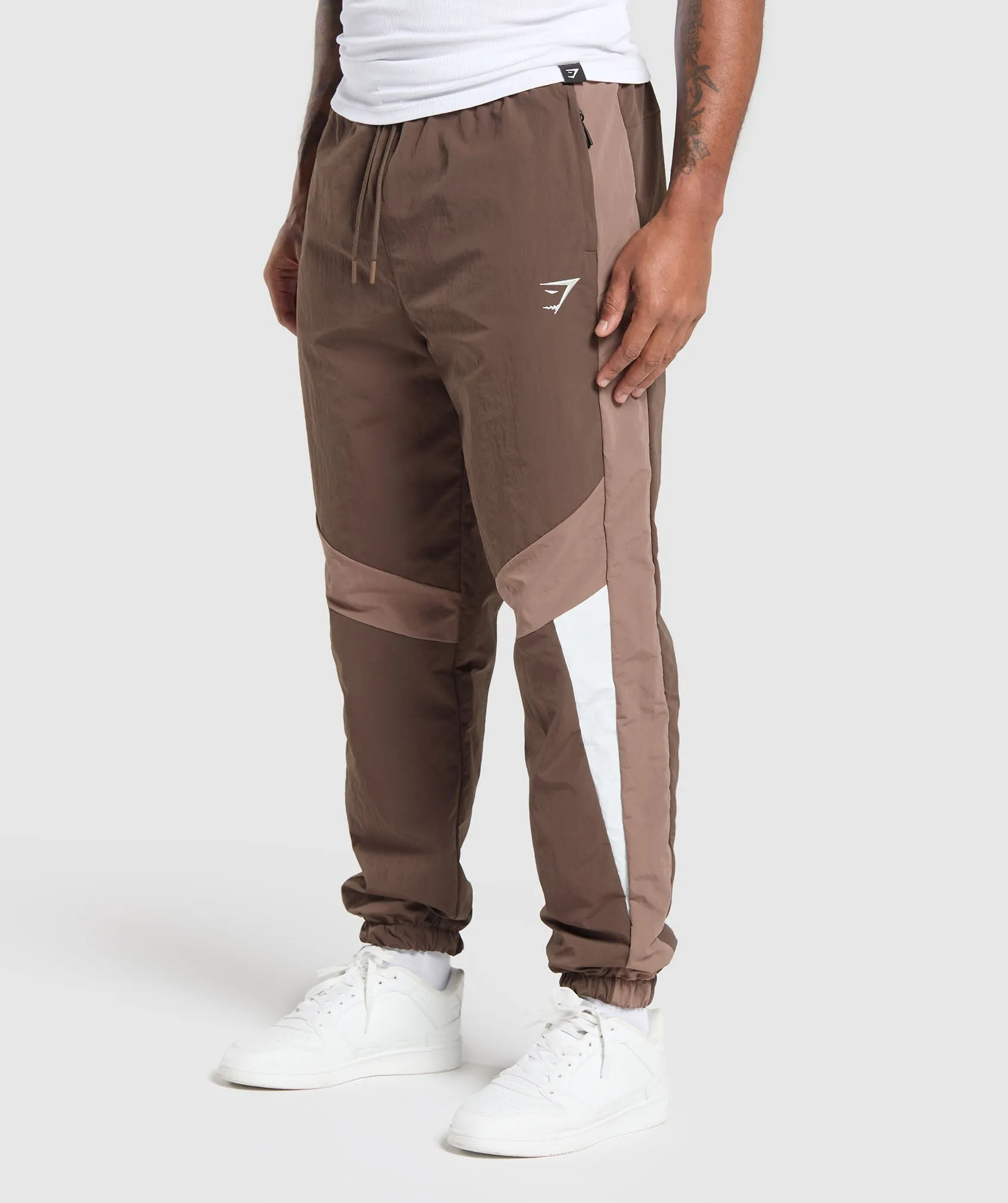 Gymshark Retro Track Pants - Walnut Brown/Mocha Mauve/Soft White