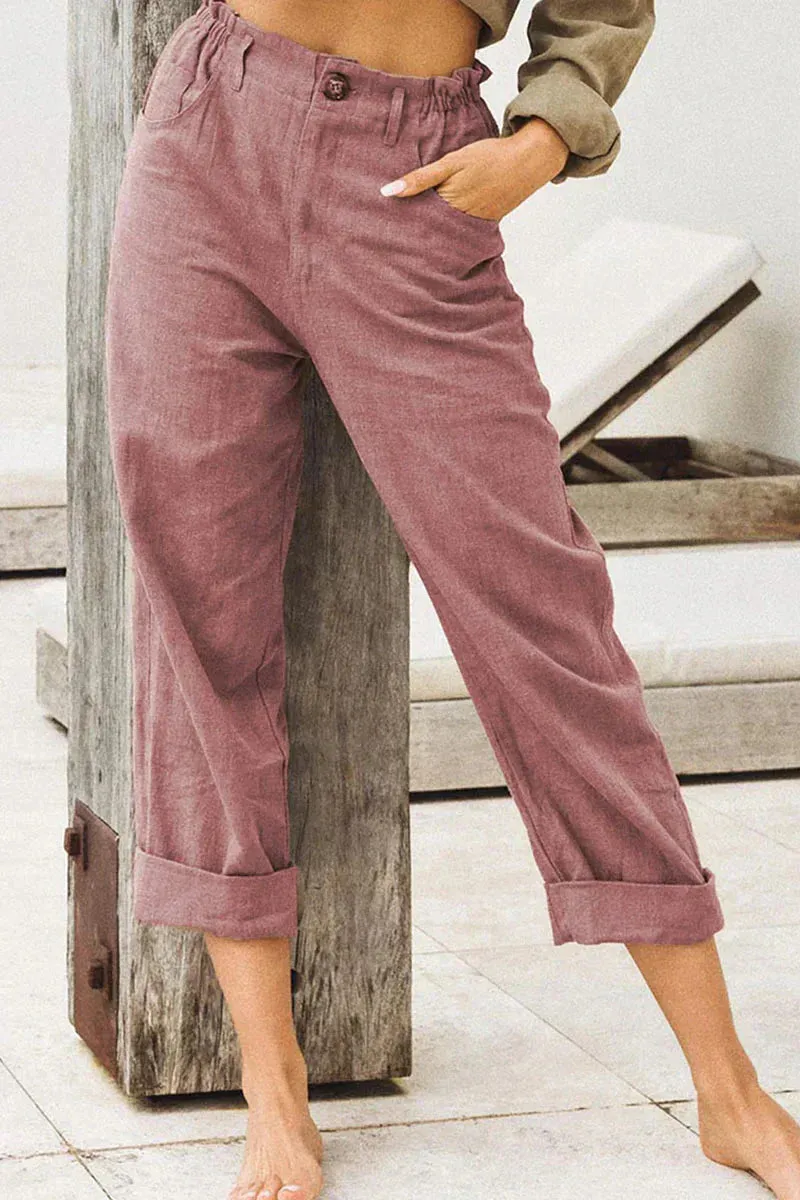 Ivyshape | Casual Linen Trouser Pants for Women