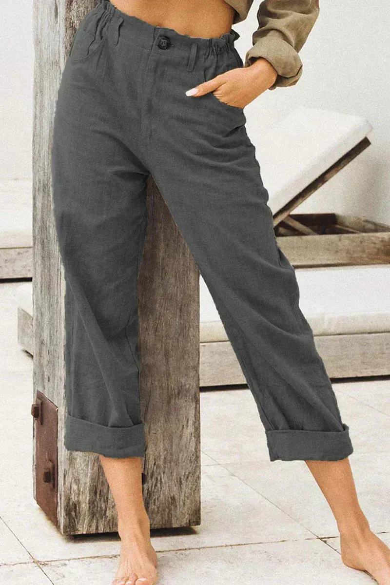 Ivyshape | Casual Linen Trouser Pants for Women